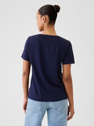 Tricou VintageSoft cu decolteu în V din bumbac organic