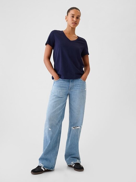 Tricou VintageSoft cu decolteu în V din bumbac organic Tricou VintageSoft cu decolteu în V din bumbac organic