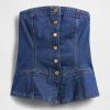 Vestă de denim fără bretele Vestă de denim fără bretele