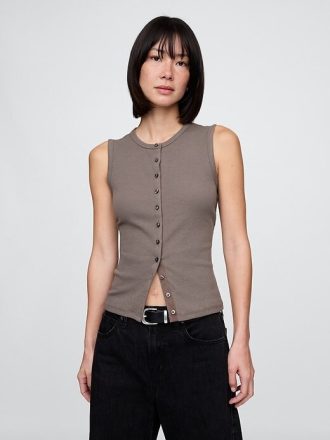 Vestă modernă cardigan cu coaste Vestă modernă cardigan cu coaste